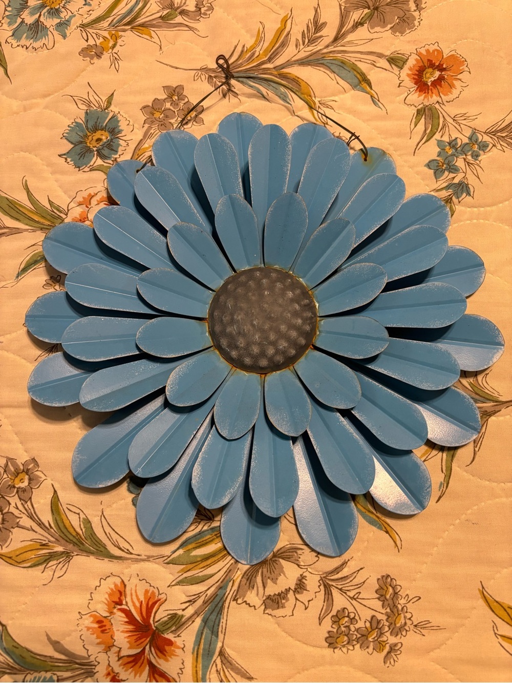Blue metal door decor